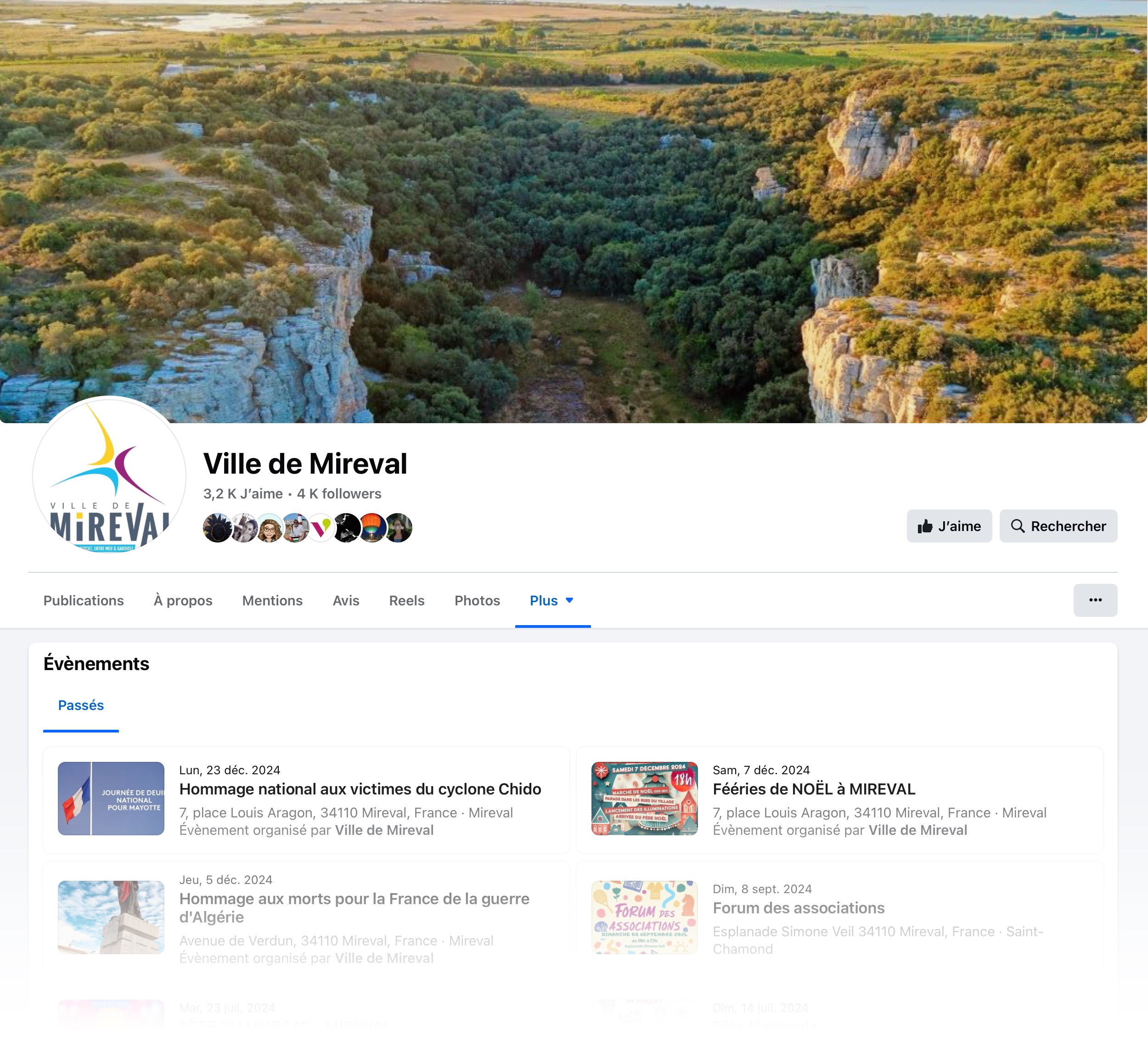 Page Facebook de la mairie de Mireval
