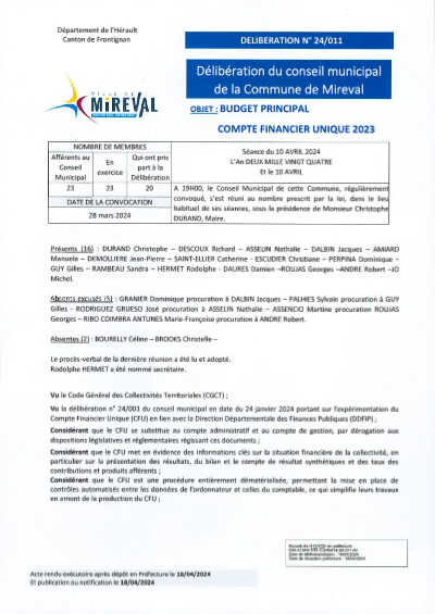 24011 - Budget principal - Compte financier unique 2023 signée