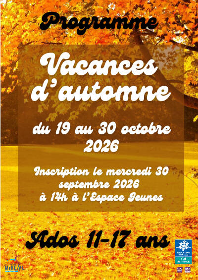 vacances automne club ados 2026