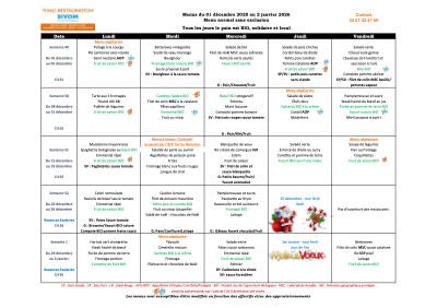 Menus decembre 2025