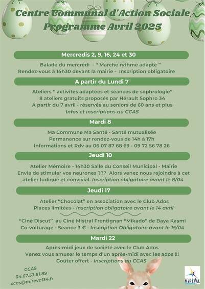 Programme du CCAS - Avril 2025