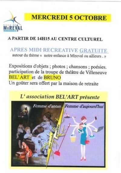 Après midi récréative gratuite | Mercredi 5 Octobre