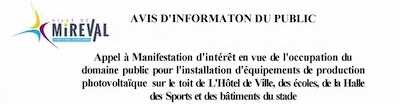 Avis d’information du public – Appel à Manifestation d’Intérêt