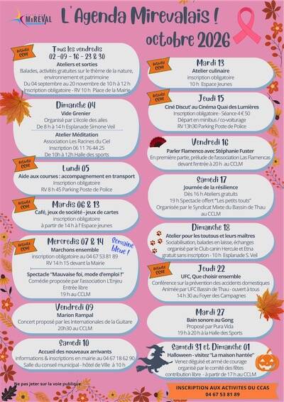 Agenda Mirevalais - Octobre 2026
