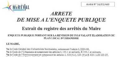Arrêté de mise à l’enquête publique