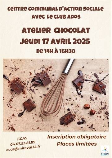 Atelier chocolat proposé par le CCAS - 17 avril 2025
