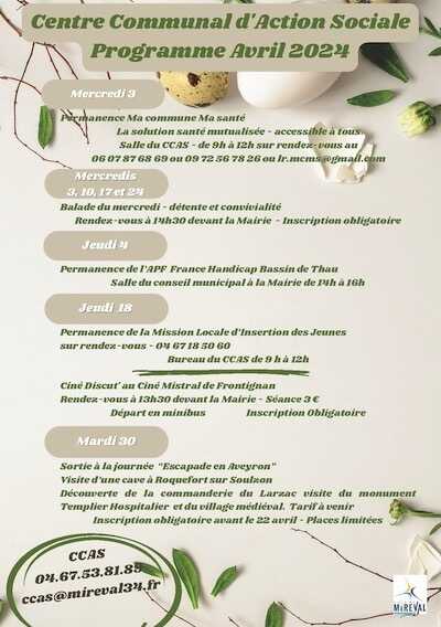 Le programme d’avril proposé par le CCAS