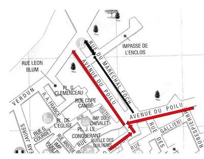 Modification circulation - Sens unique Avenue du Poilu