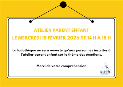 Fermeture Ludotheque atelier 18 fev 2026