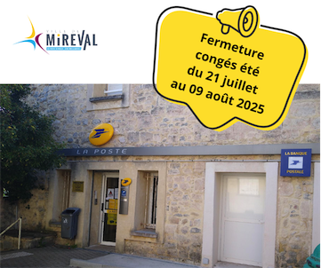 La Poste Mireval - fermeture congés été 2025