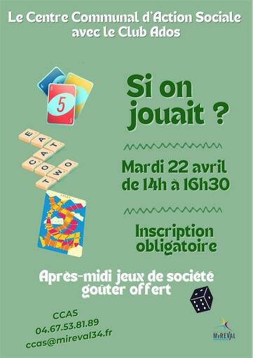Après-midi Jeux de société - CCAS/Club ados - 22 avril 2025