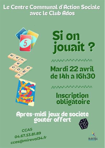 Après-midi Jeux de société - CCAS/Club ados - 22 avril 2025