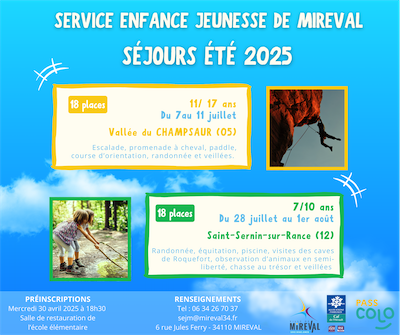 Séjours été 2025  Service enfance jeunesse