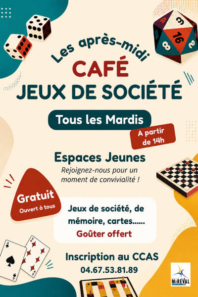 Les après-midi : CAFÉ / JEUX DE SOCIÉTÉ