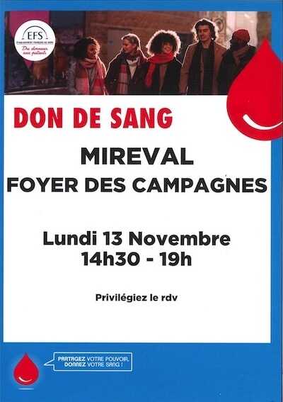 Don du sang | Lundi 13 Novembre 2023