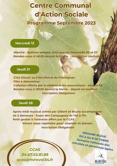 Le programme du CCAS pour ce mois de septembre !